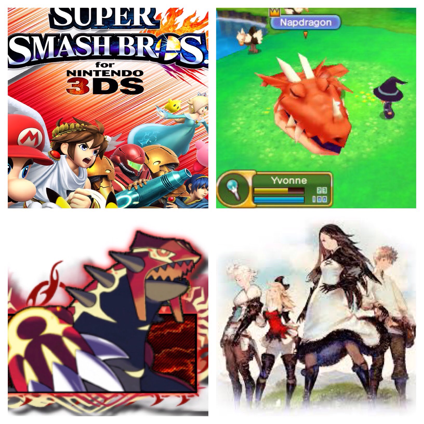 Smas bros, fantasy life, ORAS, bravely default