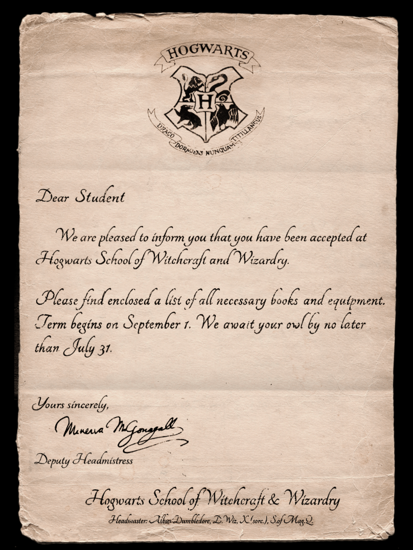 letter hogwarts