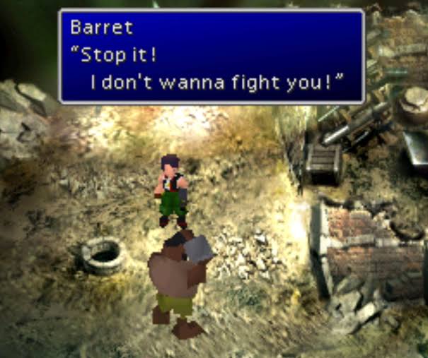 FF7 Barret and Dyne scene Ladiesgamers.com