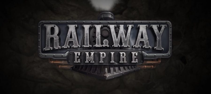 Promotional image for Railway Empire, with the words superimposed against a steam train. Published on LadiesGamers.com