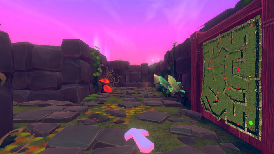 Maze LadiesGamers.com, screenshot taken from the Nintendo eShop page. The player looks at some maze walls with a map of the current level to their right.