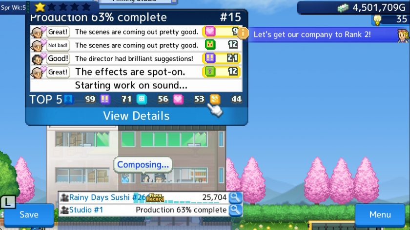 LadiesGamers Silver Screen Story. Shows the notice board above the studio. This is how you track your production.