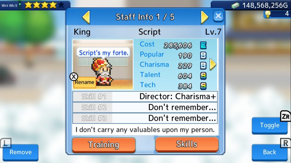 LadiesGamers Silver Screen Story. Here's the screen where you can train your actors. You can also equip different skill upgrades.