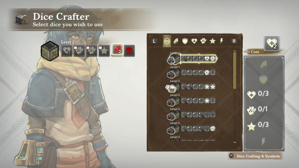 Children of Zodiarcs LadiesGamers Shows the dice crafting menu. You have to choose dice with certain symbols to craft the new side you selected.
