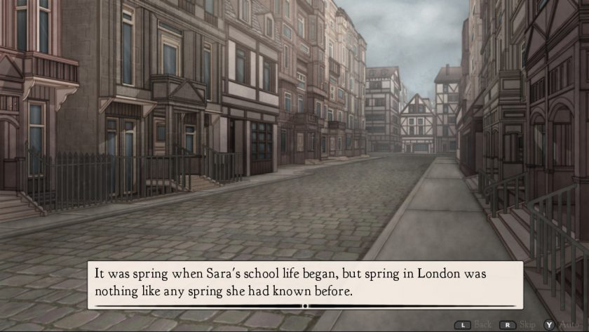 A Little Lily Princess. LadiesGamers.com. Shows the London street. A very grey scene to set the stage.