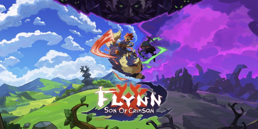 Promotional image for Flynn: Son of Crimson, with the main character flying his spirit dog under an evil looking cloud. Published on LadiesGamers