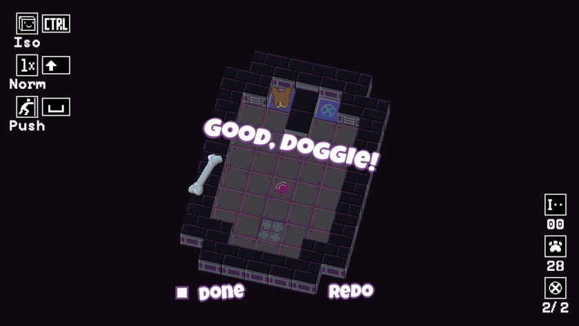 A black screen with "Good Doggie" and one bone.