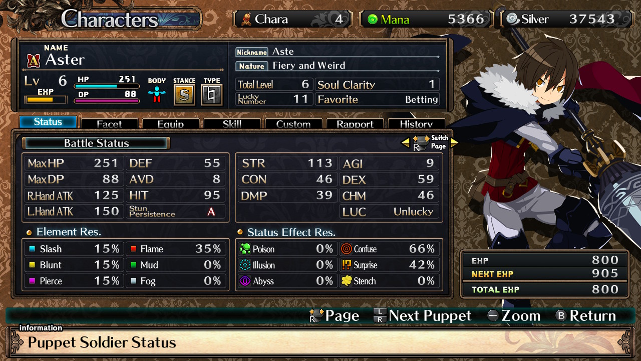 <Labyrinth of Galleria: The Moon Society> LadiesGamers.com [Puppet stats]