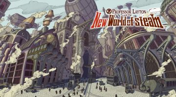 Promotional image for Professor Layton and the New World of Steam showing a steampunk city. Image from Level5, published on LadiesGamers.