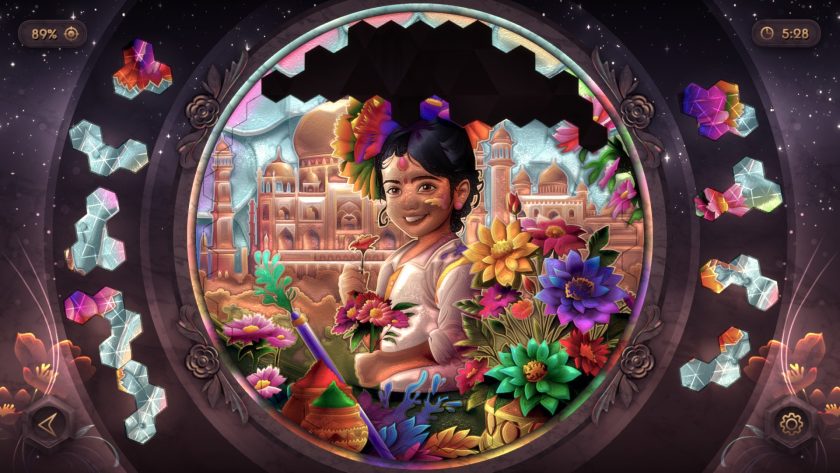 LadiesGamers Glass Masquerade 3 A puzzle of a girl holding flowers