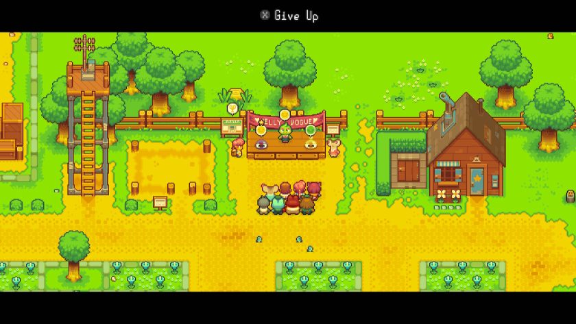 The Jelly Vogue mini-game on a raised platform in Wimba Village.