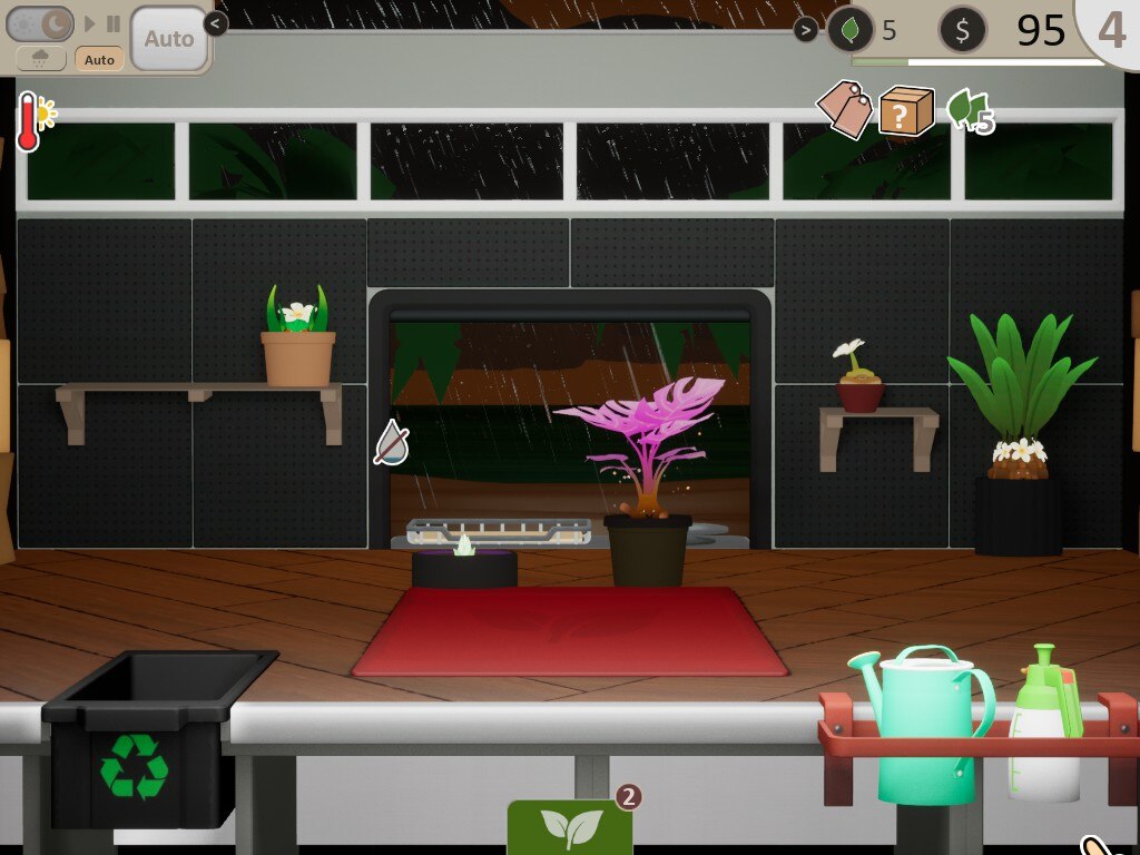Shows the store from which you sell plants in the tropical level, with plants dotted around