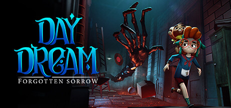 The game title Daydream: Forgotten Sorrow you can see the main character is running from a creepy hand with his teddy friend on his back