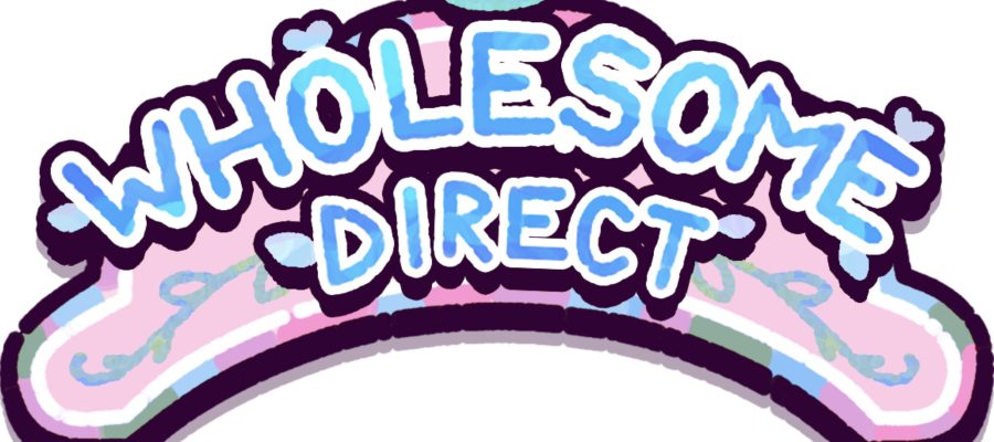 image shows the Wholesome Direct wording, in a pastel pink and blue banner