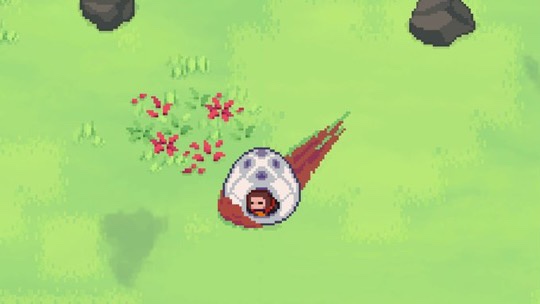 Image shows a space pod landing on a green planet.
