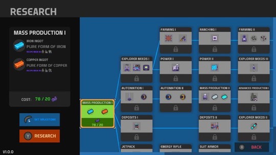 Image shows the research screen