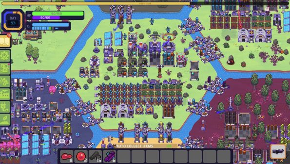 Image shows a multi coloured scene of automated machines