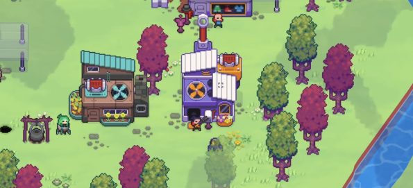 meeting other npcs on a green grassy island with bright colours