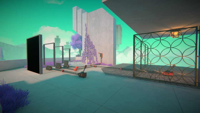 A puzzle involving screens and levers.