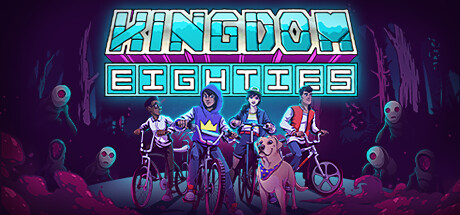 The game title the four game heroes care seen on their bikes with a dog