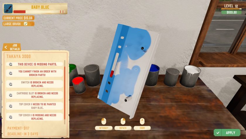 A image of a game console being painted blue