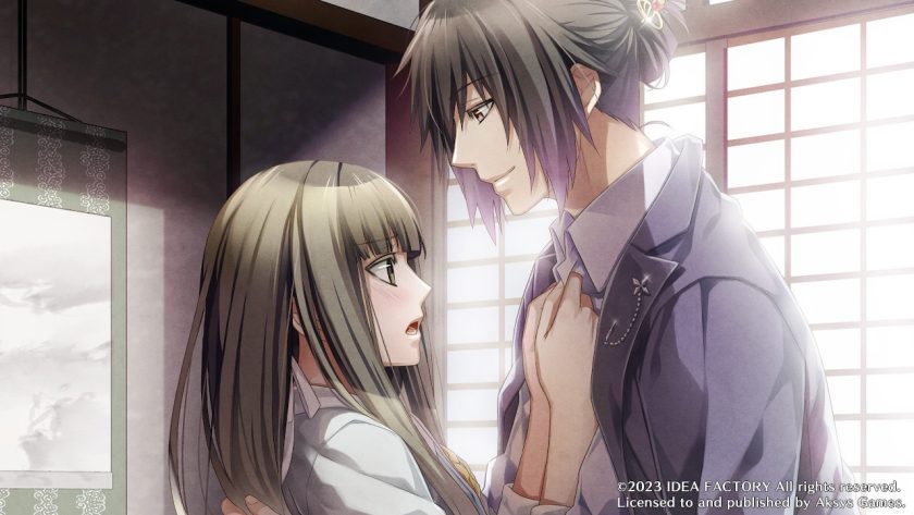 Mikoto getting Itsuki ready for work and adjusting his clothing