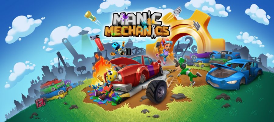 Title image for Manic Mechanics showing mechanics repairing broken down cars.
