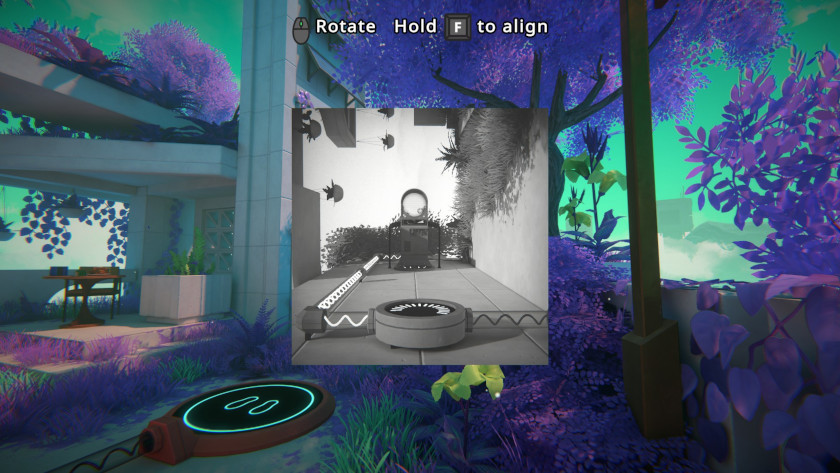A black and white photo of a right-side-up teleporter connected to a timed charger.