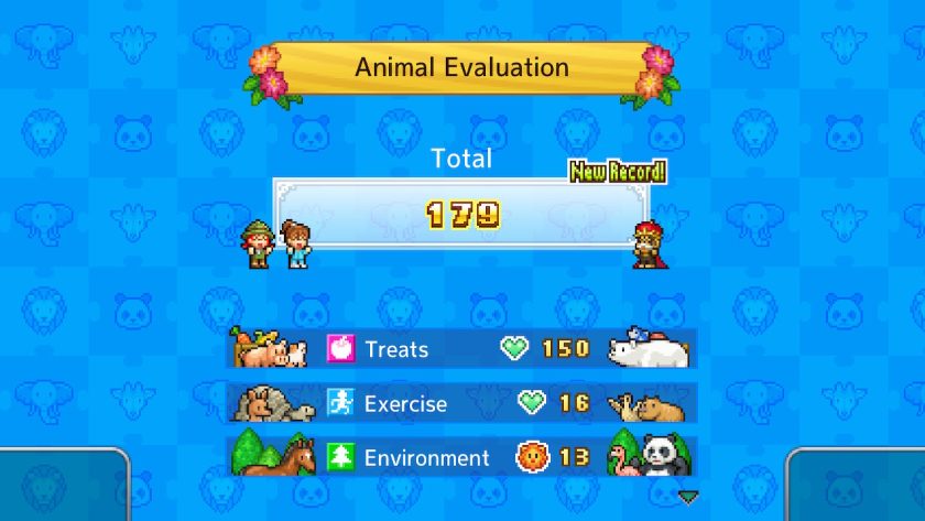 Animal evaluation screen showing 179 points made up from 3 categories.