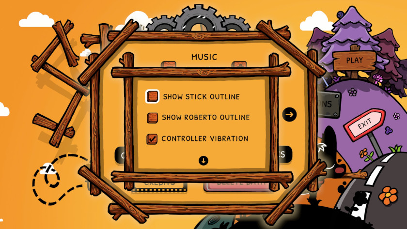 The accessibility settings include something to show the stick's outline, Roberto's outline, and turn off controller rumble.