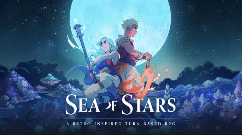 Promotional image for Sea of Stars, showing the two characters standing back to back. Published on LadiesGamers