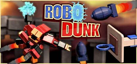 The game title a robot is about to dunk a glowing ball
