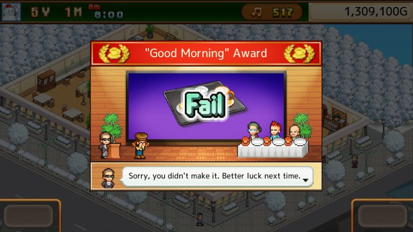The contest dialog window with a big 'fail' being displayed.