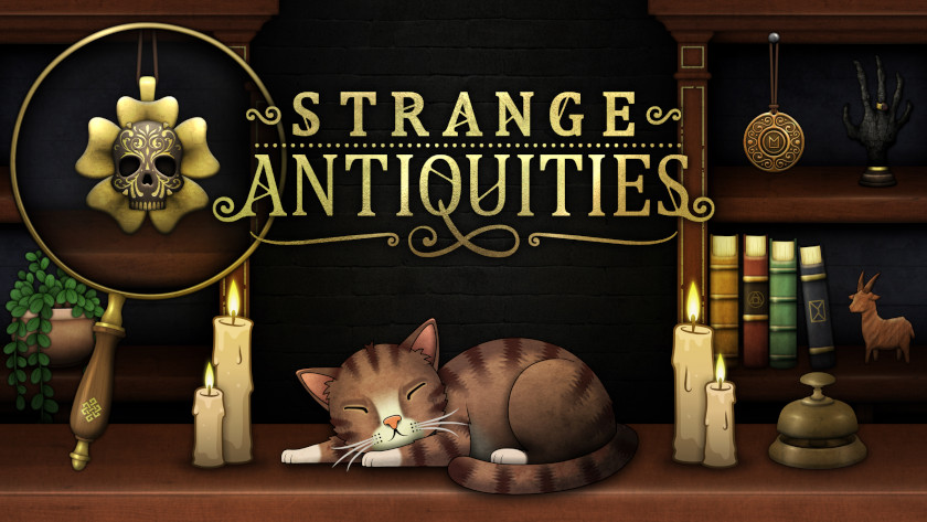 Strange Antiquities logo and Key Art.