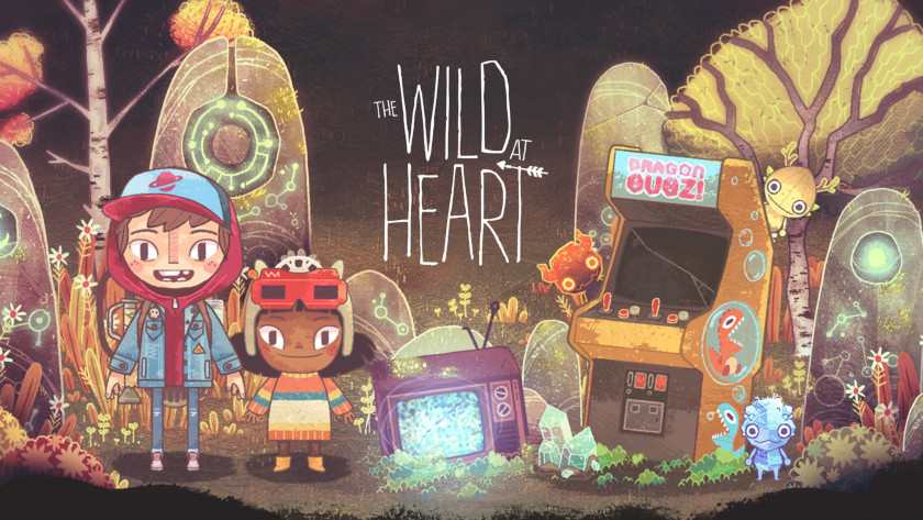 Promotional image for The Wild At Heart with the characters standing next to a TV and arcade machine. Published on LadiesGamers