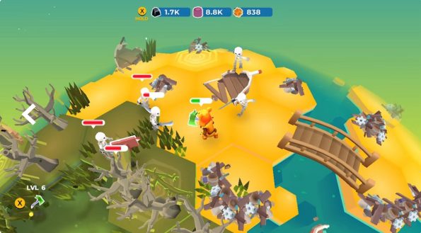 image shows the games character fighting enemies on a planet