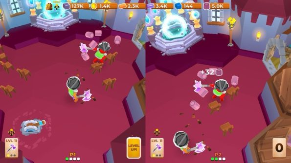 multiplayer shows tow characters collecting resources
