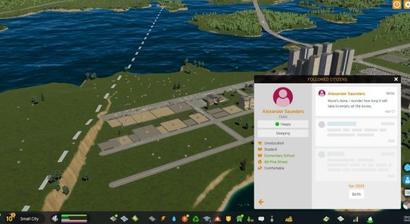 Cities: Skylines II's screen showing that alex has chirped