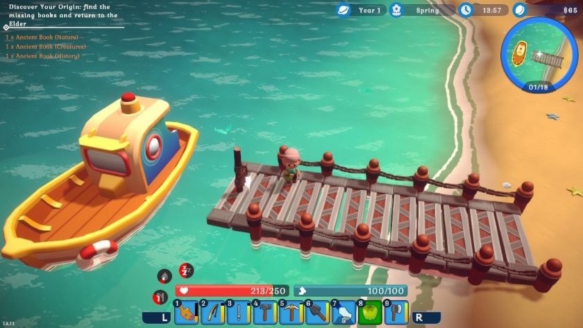 A boat docked at a pier with YvoCaro getting off to explore a new island