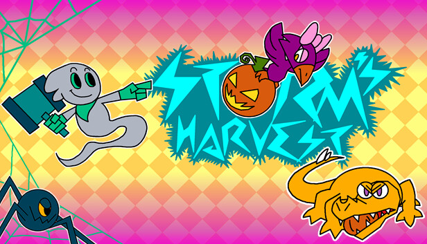 The game title a arcae banner with a ghost, crocodile and bird can be seen surrounding it