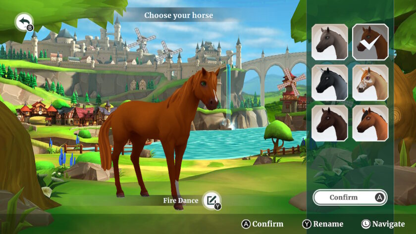 The choose your horse menu in Wildshade: Unicorn Champions.