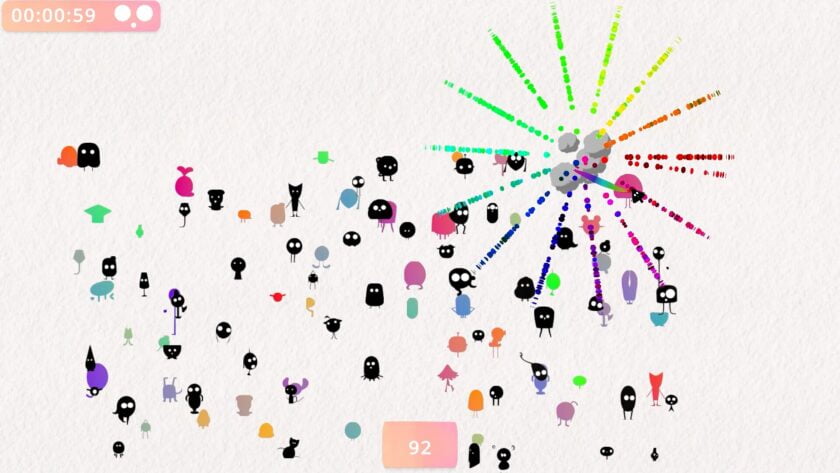 After matching two pairs you get an explosion of confetti and sound. 