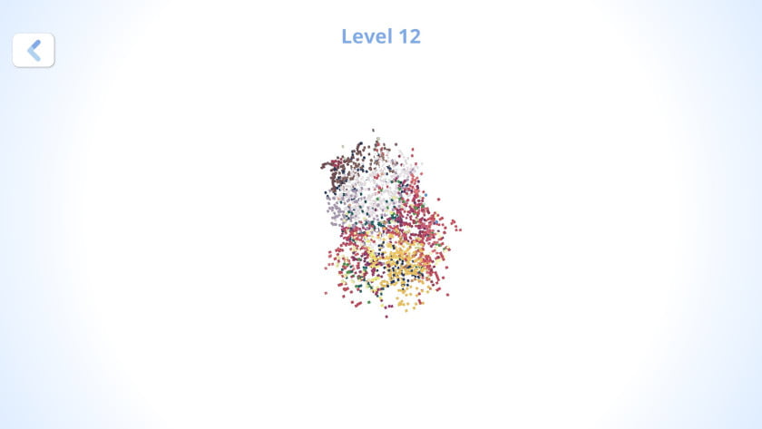 A cloud of many colored pixels.