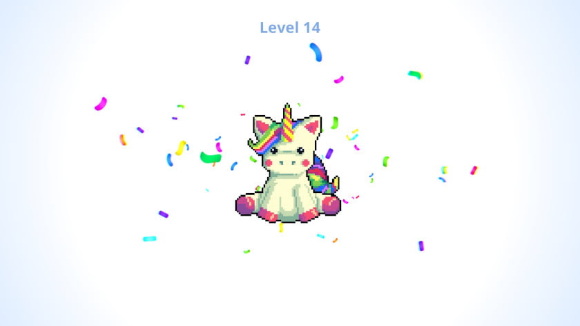 A pixel art picture of a cute unicorn.