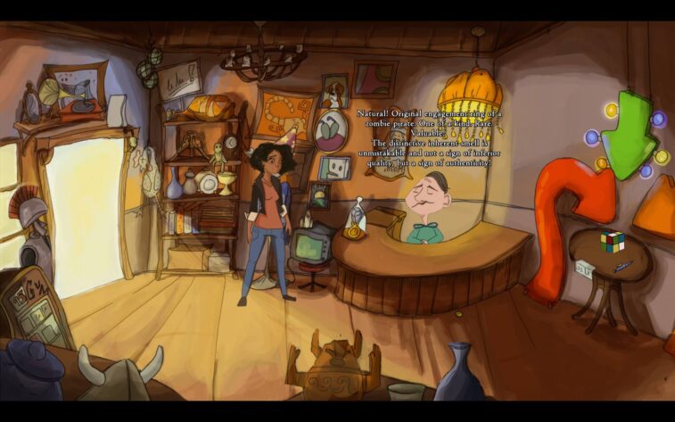 A Twisted Tale A shop keeper talking about an engagement ring that was once used by a zombie pirate.