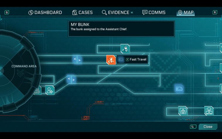 The map of the Zephyr, with highlighted - Stella's room.