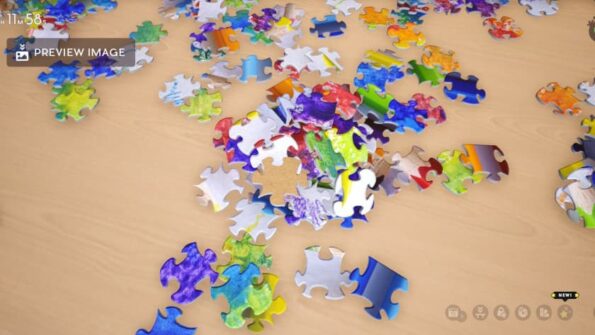 A pile of jigsaw pieces.