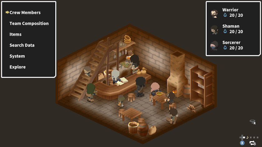 LadiesGamers Potato Flowers in Full Bloom's bar, featuring menu options and multiple characters sitting at tables.