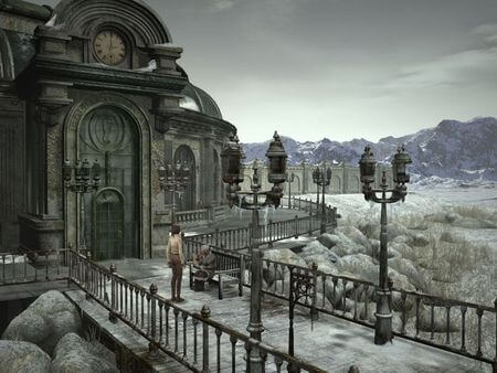 Thoughts on 10 years (sort of) in Gaming Syberia, Kate Walker on a bridge.