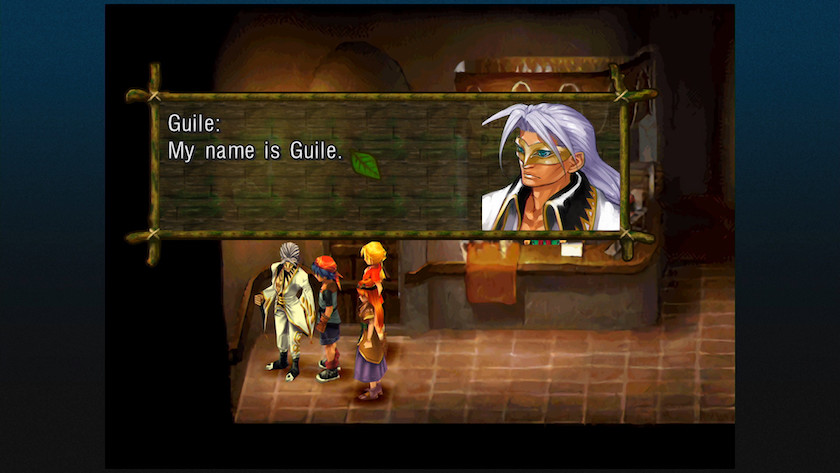 LadiesGamers Dialogue screen with Guile introducing himself in Chrono Cross.